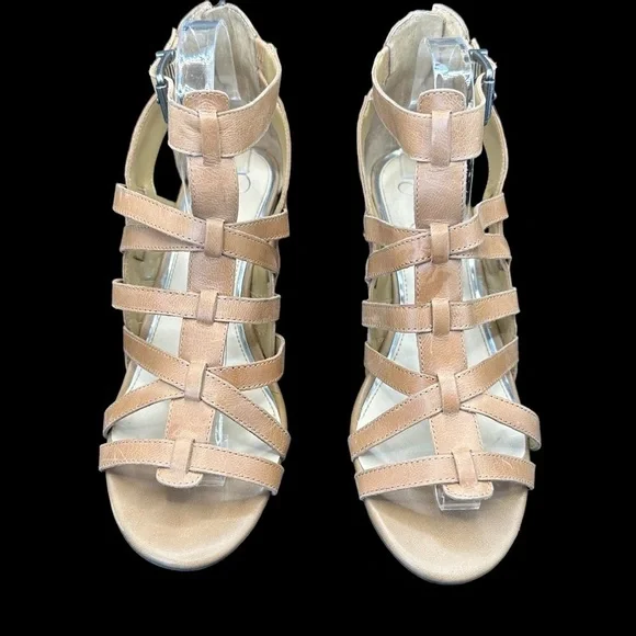 Jessica Simpson Strappy Gladiators Wedge Sandals Brown Size 9.5 - Picture 4 of 14